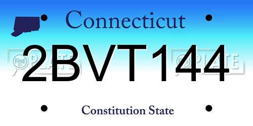 2BVT144 Connecticut License Plate