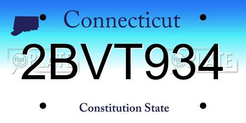 2BVT934 Connecticut License Plate