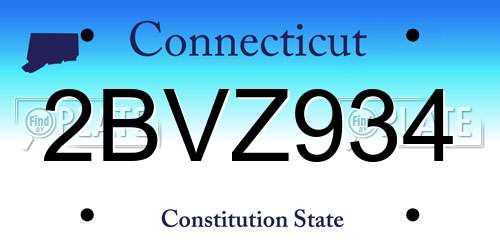 2BVZ934 Connecticut License Plate