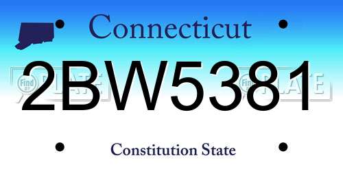 2BW5381 Connecticut License Plate