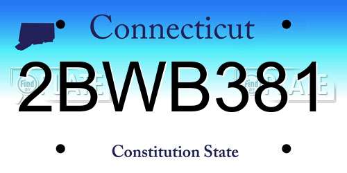 2BWB381 Connecticut License Plate