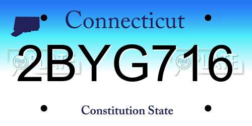 2BYG716 Connecticut License Plate