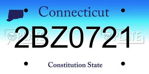 2BZ0721 Connecticut License Plate
