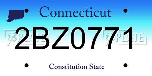 2BZ0771 Connecticut License Plate