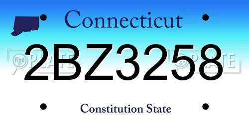 2BZ3258 Connecticut License Plate