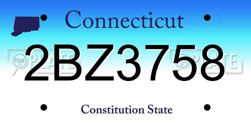 2BZ3758 Connecticut License Plate