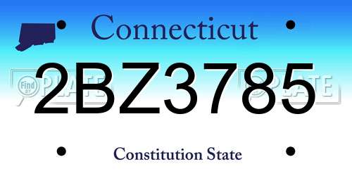 2BZ3785 Connecticut License Plate