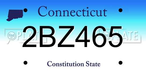 2BZ465 Connecticut License Plate