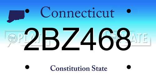 2BZ468 Connecticut License Plate