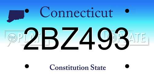 2BZ493 Connecticut License Plate