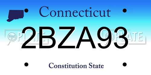 2BZA93 Connecticut License Plate