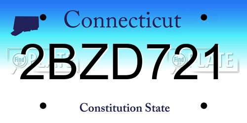 2BZD721 Connecticut License Plate