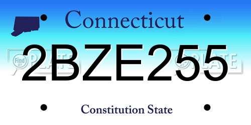 2BZE255 Connecticut License Plate