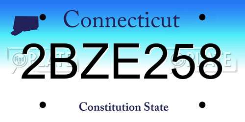 2BZE258 Connecticut License Plate
