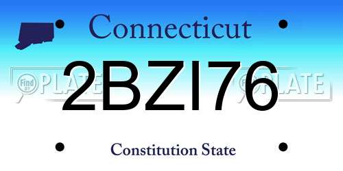 2BZI76 Connecticut License Plate