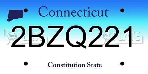 2BZQ221 Connecticut License Plate