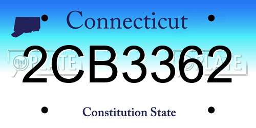 2CB3362 Connecticut License Plate
