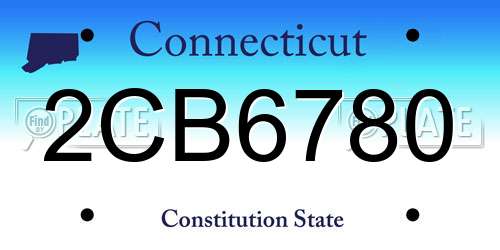 2CB6780 Connecticut License Plate
