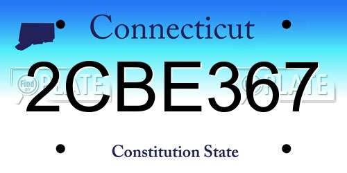 2CBE367 Connecticut License Plate