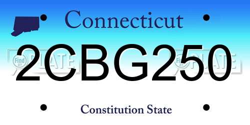 2CBG250 Connecticut License Plate
