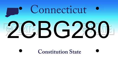 2CBG280 Connecticut License Plate