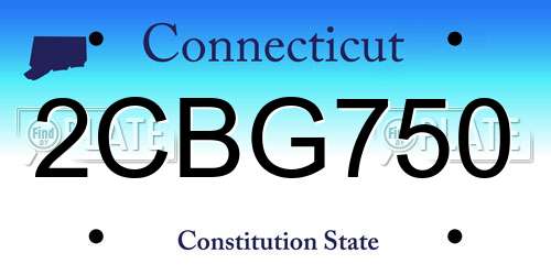 2CBG750 Connecticut License Plate
