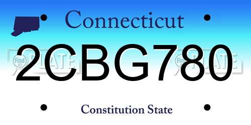 2CBG780 Connecticut License Plate