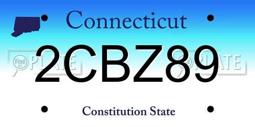 2CBZ89 Connecticut License Plate