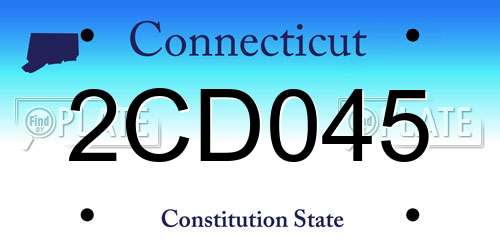 2CD045 Connecticut License Plate