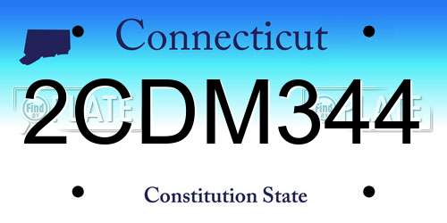2CDM344 Connecticut License Plate