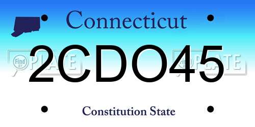 2CDO45 Connecticut License Plate
