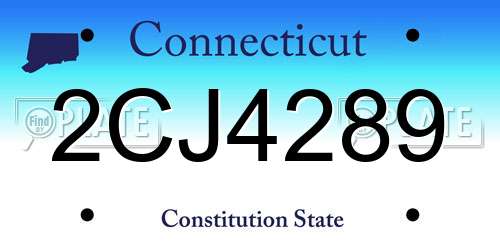 2CJ4289 Connecticut License Plate