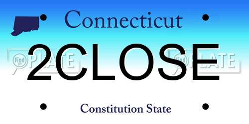 2CLOSE Connecticut License Plate