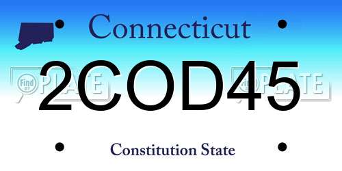 2COD45 Connecticut License Plate