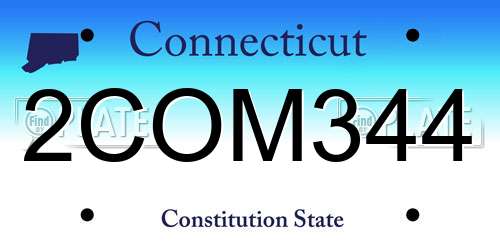 2COM344 Connecticut License Plate