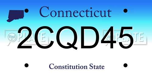 2CQD45 Connecticut License Plate
