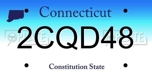 2CQD48 Connecticut License Plate