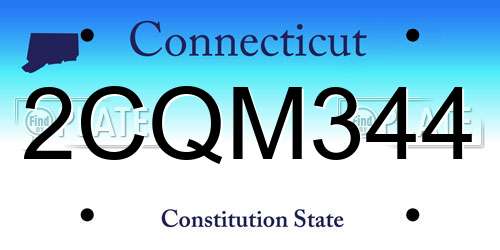 2CQM344 Connecticut License Plate