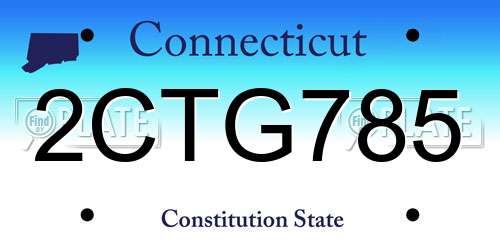 2CTG785 Connecticut License Plate