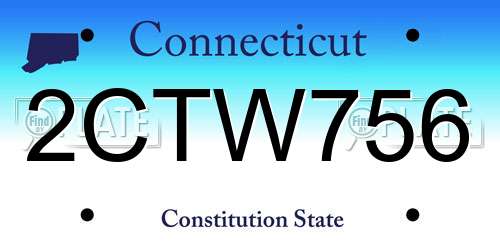 2CTW756 Connecticut License Plate