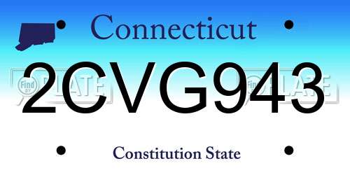 2CVG943 Connecticut License Plate