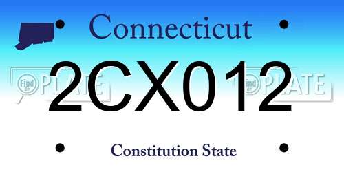 2CX012 Connecticut License Plate