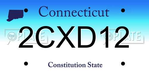 2CXD12 Connecticut License Plate
