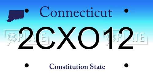 2CXO12 Connecticut License Plate