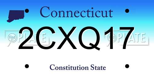2CXQ17 Connecticut License Plate