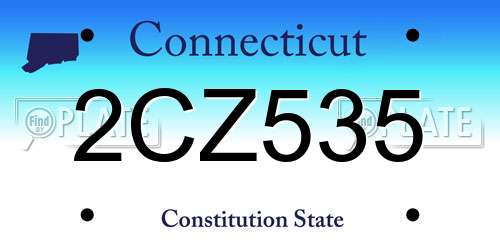 2CZ535 Connecticut License Plate