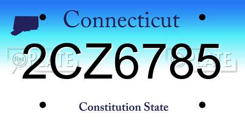 2CZ6785 Connecticut License Plate