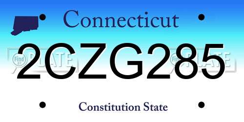 2CZG285 Connecticut License Plate
