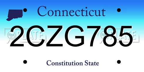 2CZG785 Connecticut License Plate
