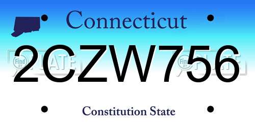 2CZW756 Connecticut License Plate